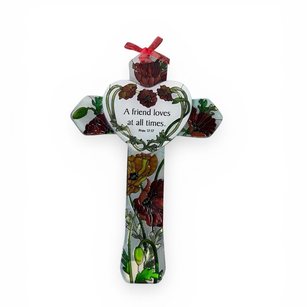 Vintage 2003 Joan Baker Designs Stained Glass Cross Home Decor
